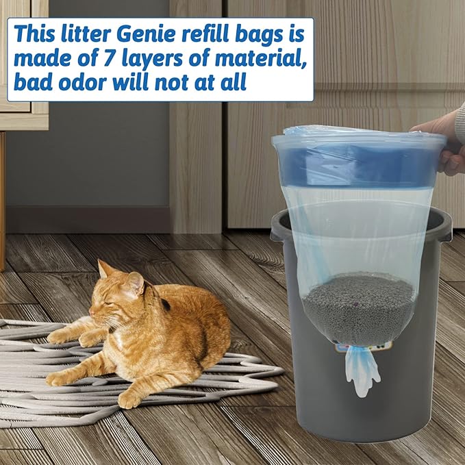 12 Pack Cat Litter Refills Bag,Compatible with Litter Refill Litter Disposal Refill Cartridge Generic Pail Liner Suitable for Genie Original Refill Cartridge Not Included