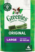 Greenies Veterinarian-Recommended Adult Natural Dental Dog Treats Large Size, Dog Dental Chews, Original Flavor, 6 oz. Pack, 4 Count