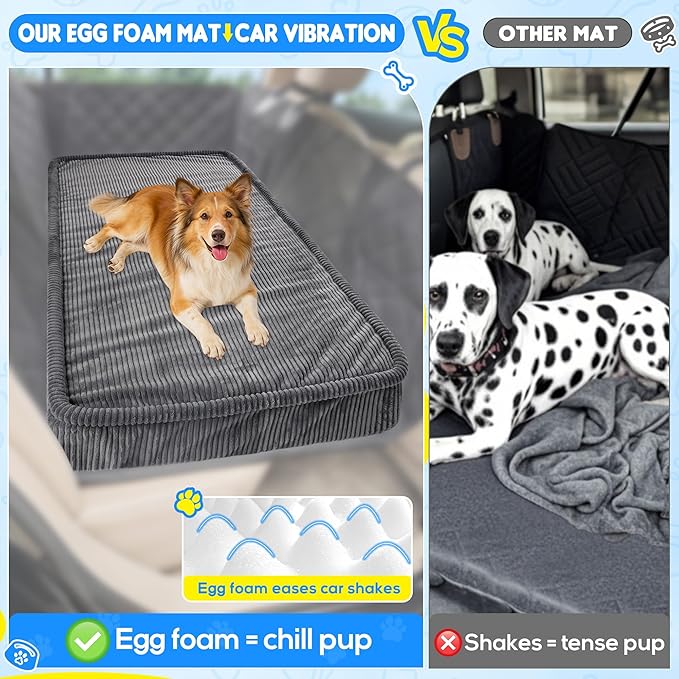 Loiion Thickened 4 in Orthopedic Dog Car Bed, Non-Slip Backseat Pet Mat, Removable Washable for SUVs/Sedans/Trucks, Plush Comfort for Large/Senior Dogs, Easy Clean (Dark Gray, (50" L×24.6" W×4" H))