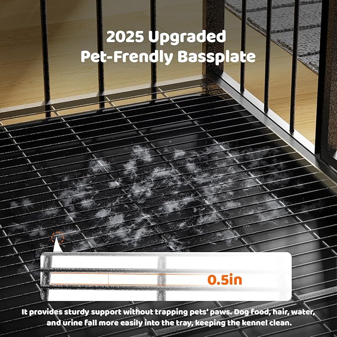 48 Inch Heavy Duty Dog Crate, Indestructible Escape-Proof Dog Kennel for High Anxiety Large Dogs, Strong Metal Pet Cage with Double Doors, Lockable Wheels & Removable Tray, XL XXL XXXL