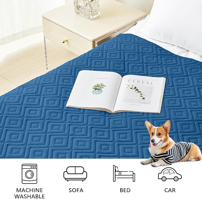 hyha Waterproof Dog Blanket, Soft Dog Bed Cover Pet Blankets, Waterproof Sofa Couch Cover for Dogs Washable, Reversible Pet Couch Covers for Sofa Furniture (40x80 Inch, Navy Blue/Navy Blue)