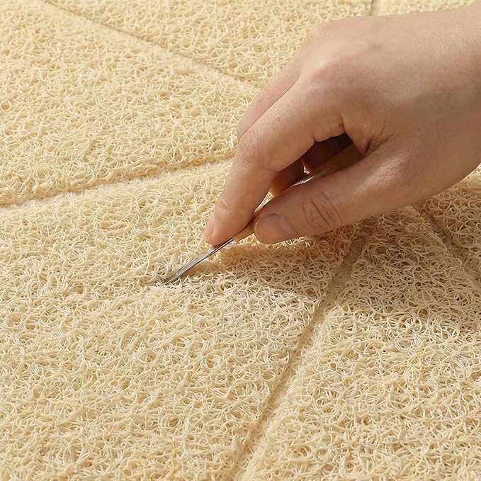 WePet Cat Litter Box Mat, Kitty Premium PVC Pad, Durable Trapping Rug, Phthalate Free, Urine-Resistant, Scatter Control, Mosaic, M 23 x 16 Inch, Beige