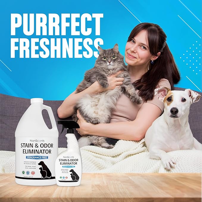 NonScents Stain & Odor Eliminator - Pet Odor & Stain Remover for Dog and Cat Urine - Fragrance Free (1 Gallon) (Pack of 2)