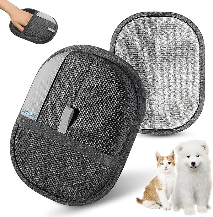 Pet Hair Removal Glove for Cats & Dogs, Upgraded Electrostatic Reusable Pet Hair Remover Tool, Magic Fur Removal Mitt for Laundry, Couch, Carpet, Car Seat, Pet Grooming Gloves (2)