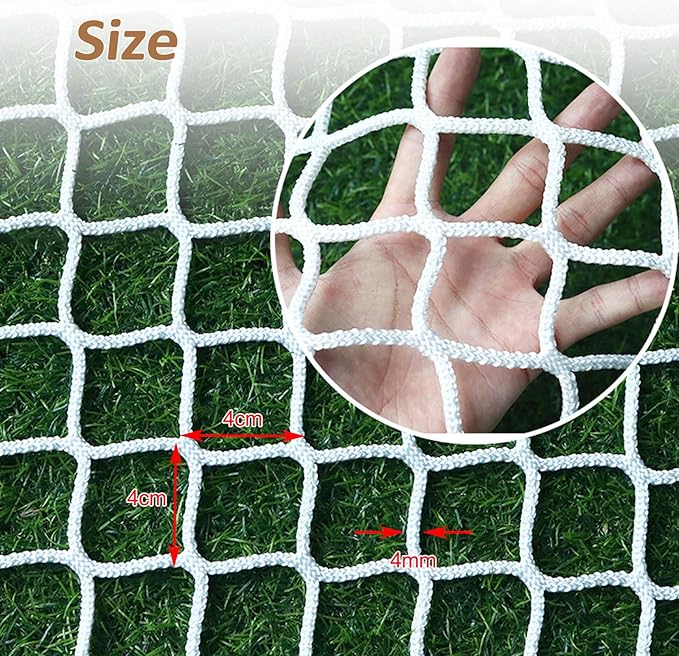 Safety Rope Net Kids Pet Stair Balcony Protection Net Baseball Softball Backstop Nets Outdoor Knotless Sports Netting(Size:0.5Mx1M（1.64FTx3.28FT）,Color:White)