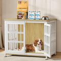33" Dog Crate Furniture Large Breed Dog Crate Dog Kennels for Inside Wooden Dog Crates End Table Heavy Duty Indoor Combination Cage for Small, Medium Dogs Oak