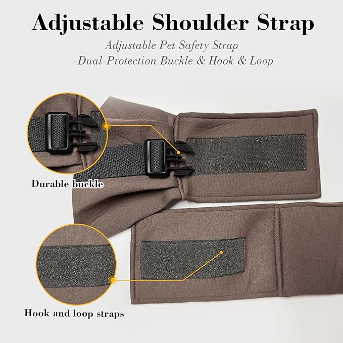 Dog Sling Carrier for Small Dogs Cats up to 15 lbs - Hands Free Puppy Carrier Bag (Plus Size L) - Ergonomic Padded Shoulder Strap & Safety Hook Based on Owner's Bust Length, Caramel