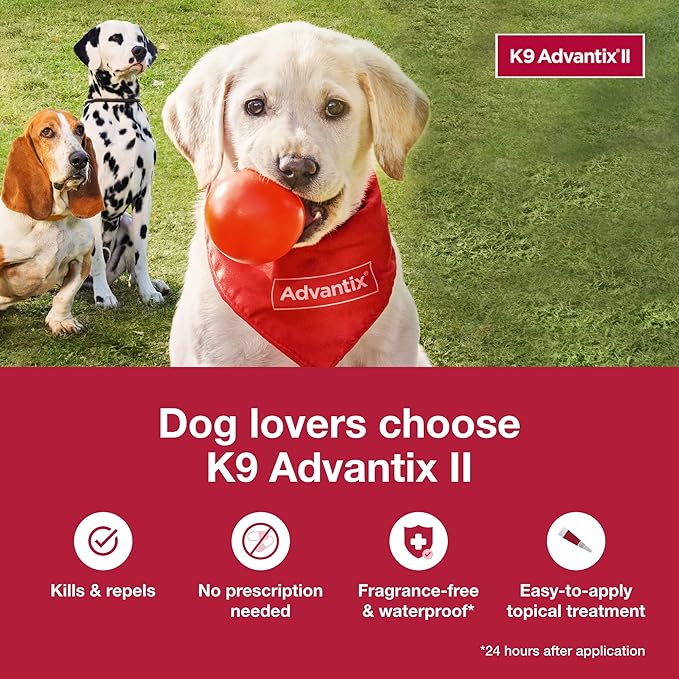 K9 Advantix II Small Dog Vet-Recommended Flea, Tick & Mosquito Treatment & Prevention | Dogs 4-10 lbs. | 1-Mo Supply (Pack of 3)