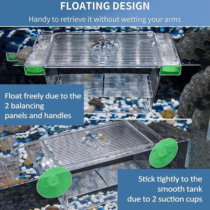 1/2 Fish Breeding Box - Aquarium Breeder Box, Fish Acclimation Box with 2 Suction Cups | Easily Install Fish Isolation Box, Acrylic Aquarium Hatchery Incubator for Baby Fishes Shrimp Betta Guppy