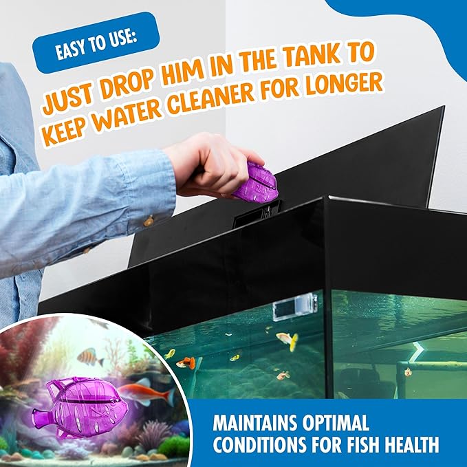 Aquarium Water Clarifier | Clear Cloudy Fish Tank Water Treatment, Safe for Freshwater & Saltwater Fish and Plants - Purple, 1 Pack