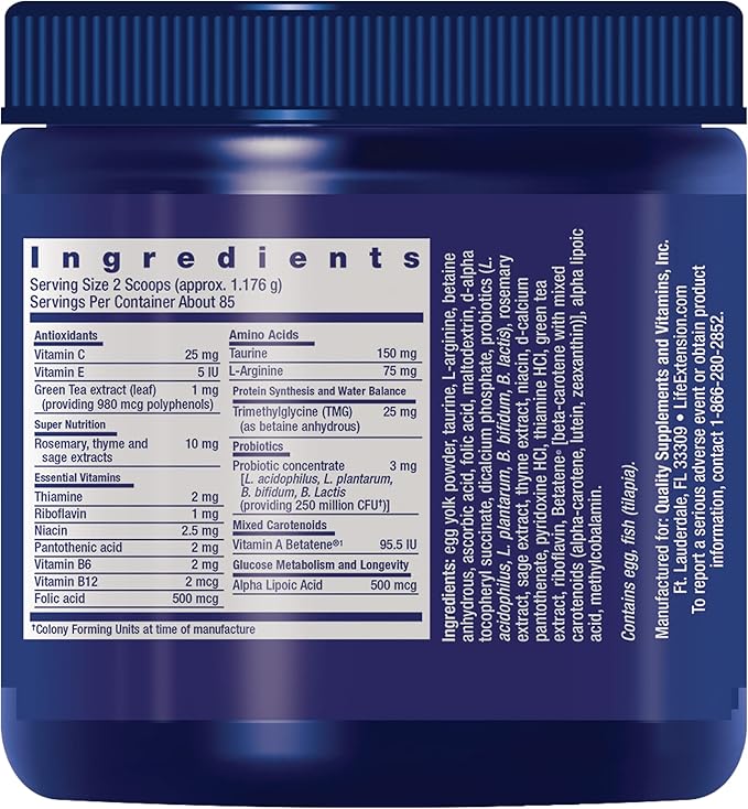 Life Extension Cat Mix, cat Food Supplements, Heart Health, probiotics, L-arginine, Taurine, B12, folic Acid, Vitamin C, Vitamin E, Rosemary, Nutrient Absorption, Gluten-Free, Non-GMO, 85 Servings