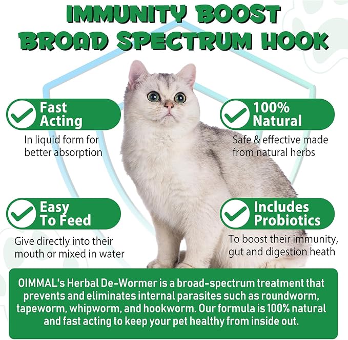 Specifically Formulated for Cats,Naturally Sourced Ingredients,Cats Natural Broad Spectrum Treatment with Probiotics,Gut Health,Digestive Support for All Cat All Ages and Breeds