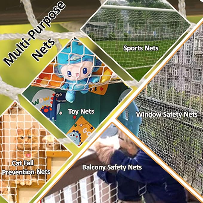 Safety Rope Net Kids Pet Stair Balcony Protection Net Baseball Softball Backstop Nets Outdoor Knotless Sports Netting(Size:0.5Mx9M(1.64FTx29.5FT),Color:White)