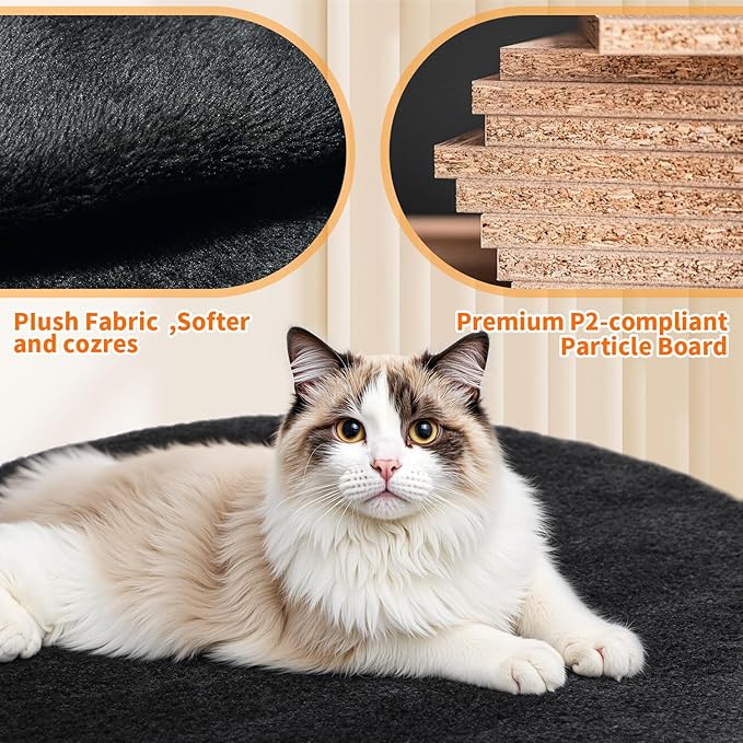 FDW Cat Tree 54in Cat Tower Multi-Level Durable Cat Scratching Post & Cozy Fun Cat Jumping Platform Space Saving Cat Condo Pet Play House for Indoor Cats,Grey