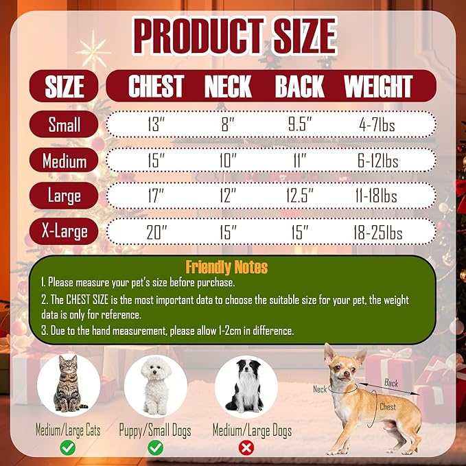 Dog Christmas Dress Santa Hat Dog Christmas Outfit Holiday Santa Costume Outfit Clothes for Small Medium Dogs (X-Large)