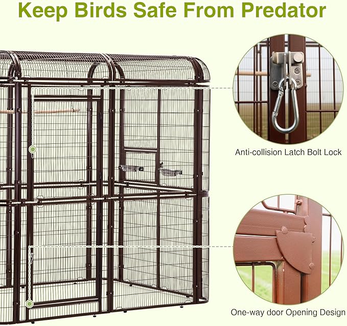 87-Inch Heavy Duty Walk-in Bird Cage with Cover – Large Outdoor Aviary Metal Birdcage with Stand, 7.22x5.25x6.8ft Flight Space for Macaw, Budgie, Conure, Lovebird, Parakeet, Cockatiel