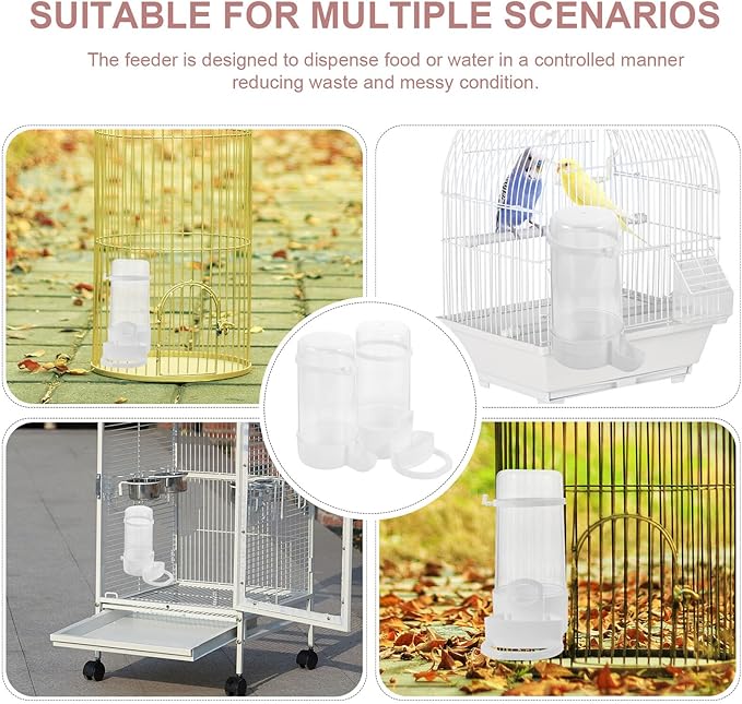 SUPVOX 2pcs Automatic Parakeet Bird Food Dispenser and Water Feeder for Cage Hanging Bird Feeding Watering Supplies for Small