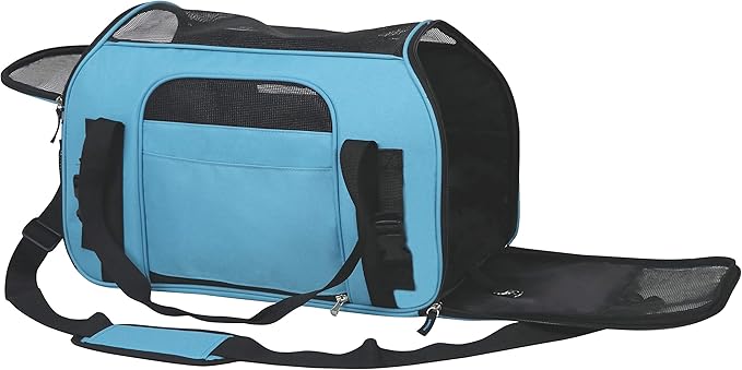 EliteField Soft Sided Pet Carrier (3 Year Warranty, Airline Approved), Multiple Sizes and Colors Available (Large: 19" L x 10" W x 13" H, Sky Blue)