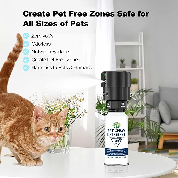 Cat Spray Deterrent System, Pet Deterrent Device Refill, CATSSS Refill [ 3.89Oz & 1 Pack ] Safe for Cats & Dogs Motion Activated Pet Deterrent Spray System-Only Applicable to The First Generation