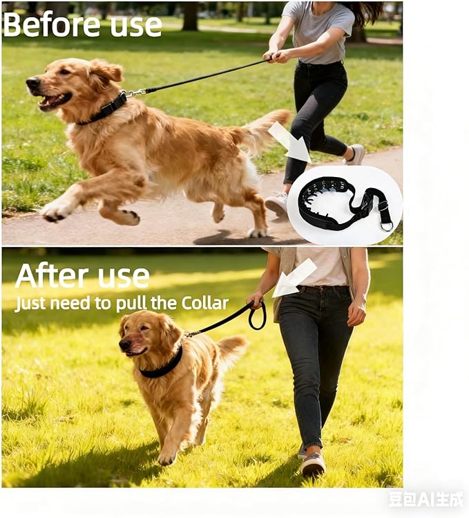 Lightweight Prong Collar for Dogs, Reflective No Pull Dog Collar | Adjustable Size Dog Pinch, Breathable Woven Fabric Air Grid Technology, Martingale Collar for Dogs Training(Black-L)