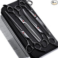Gimars 7.0in Professional 4CR Stainless Steel Safety Round Tip 6 in 1 Dog Grooming Scissors Heavy Duty Titanium Coated Pet Grooming Scissor for Dogs, Cats and Other Animals