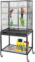 Nova Microdermabrasion 53-Inch Large Wrought Iron Bird Cage with Stand and Perch for Parrots, Cockatiels, Parakeets, and Macaws (Black)