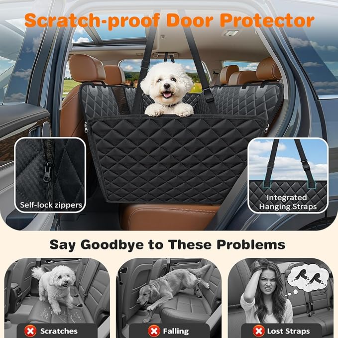 URPOWER 5 in 1 Dog Car Seat Cover for Back Seat, Waterproof Dog Hammock with Mesh Window and Side Flap Pet Car Seat Protector Dogs Backseat Cover for Cars, Mid-Size SUVs & Trucks