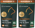 VetriScience Extra Strength Healthy Hip & Joint-Chews, GlycoFlex Glucosamine & Green-Lipped Mussel JointSupport Supplement, Promote Mobility & Soothe JointDiscomfort, Chicken,60 Count(Pack of 2)