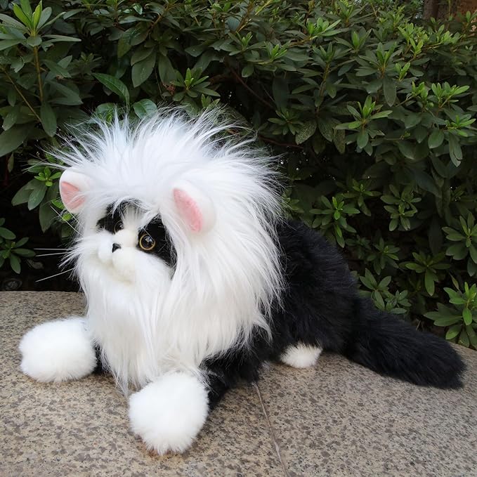 Lion Mane Wig for Cat, Funny Pet Cat & Puppy Costumes for Halloween & Christmas, Funny Pet Clothing Accessories (Medium, White & Pink)
