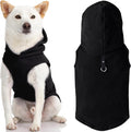 Gooby Fleece Vest Hoodie Dog Sweater - Black, Medium - Warm Pullover Dog Hoodie with O-Ring Leash for Small to Medium Dogs