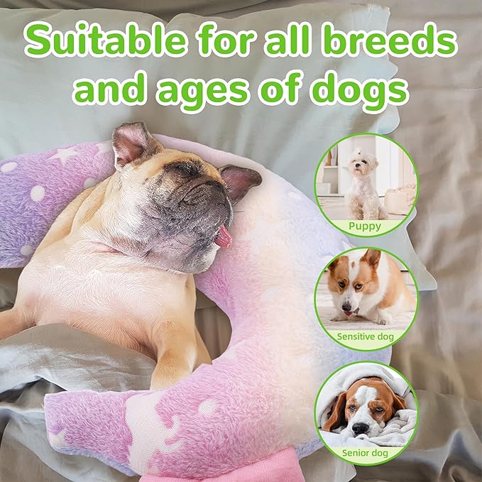 Dog Calming Pillow - Cute Soft Animal Pillow for Dogs, Cats, Kids, Adults, Washable Cozy Relaxing Pet Bed Pillow, Glow in The Dark Dog Neck Pillow (Pink, Large)