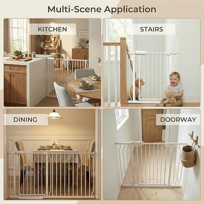 Walk Through Baby Gate 29-43.5 Inch Wide for Stairs Tension Pet Dog Gates Indoor for Doorways No Drilling Pressure Mounted Pet Gates for Kids