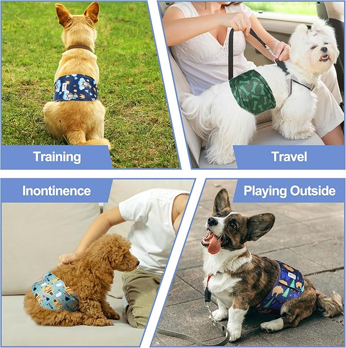 5 Pack Dog Diapers Male, Premium Belly Bands for Dogs, High Absorbing Male Dog Pee Wraps for Doggie in Incontinence or Excitable Urination and Training XS