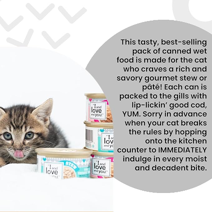 I and love and you Wet Cat Food - Oh My Cod Pâté - Cod Recipe, Grain Free, Filler Free, 5.5oz Pack of 12 Cans