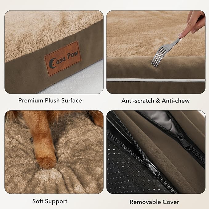 Orthopedic Dog Beds for Extra Large Dogs, Waterproof Egg Crate Foam XL Dog Bed with Sides 45x35Inch, Big Dogs Couch Beds with Removable Washable Cover and Nonskid Bottom, Brown