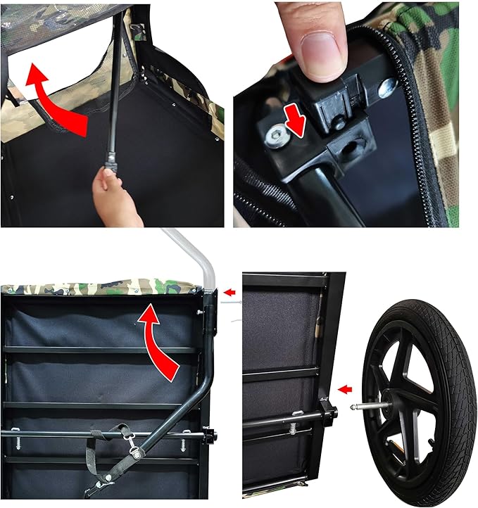 2-in-1 Dog Bike Trailer & Pet Carrier with Quick-Release Wheels, Foldable Steel Frame & Non-Slip Floor, 88 lbs Capacity for Medium/Small Dogs, Compatible with 20"-29" Bicycles