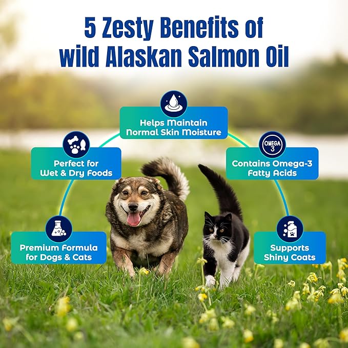 Life Line Pet Nutrition Wild Alaskan Fish Oil for Dogs and Cats 128oz – Omega 3 Fish Oil Supplement for Skin & Coat, Brain, Eye & Heart Health