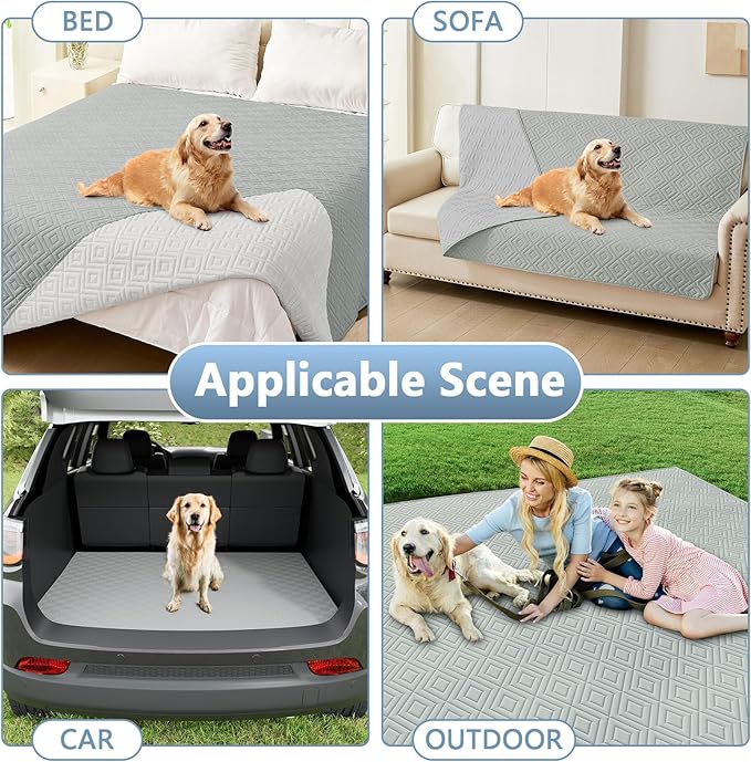 hyha Waterproof Dog Blanket, Soft Pet Bed Blankets, Waterproof Sofa Couch Cover for Dogs Washable, Reversible Pet Couch Covers for Sofa Furniture (30x70 Inch, Grey/Light Grey)