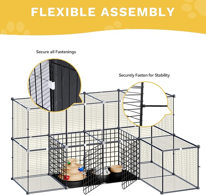 DWVO 4 Tier Large Cat Cage Indoor: Kitten Enclosure DIY Playpen Catio with Large Hammock for 1-3 Cats