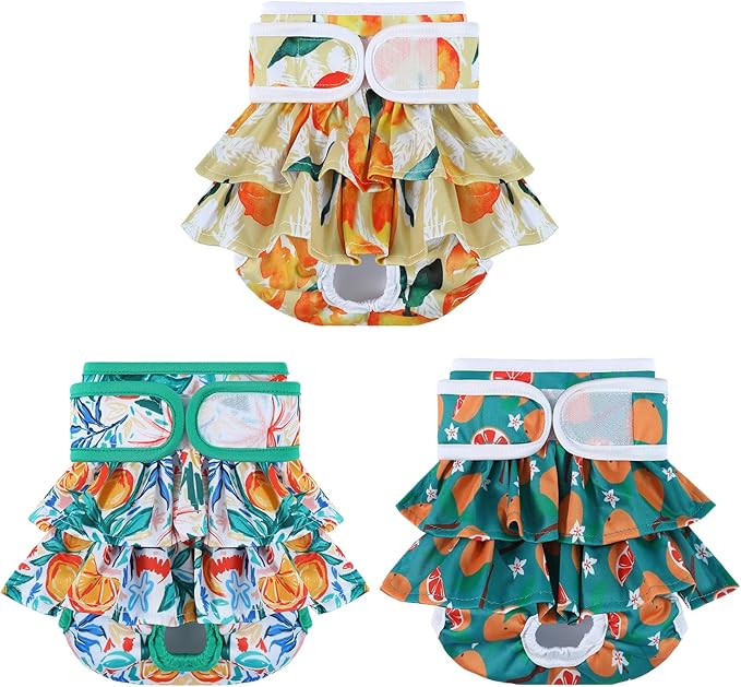 Dog Diapers Female Washable (3 Pack), Dog Period Diapers Female Doggie Diapers Puppy Diapers Highly Absorbent Female Dog Diapers for Heat, Incontinence, Excitable Urination,L