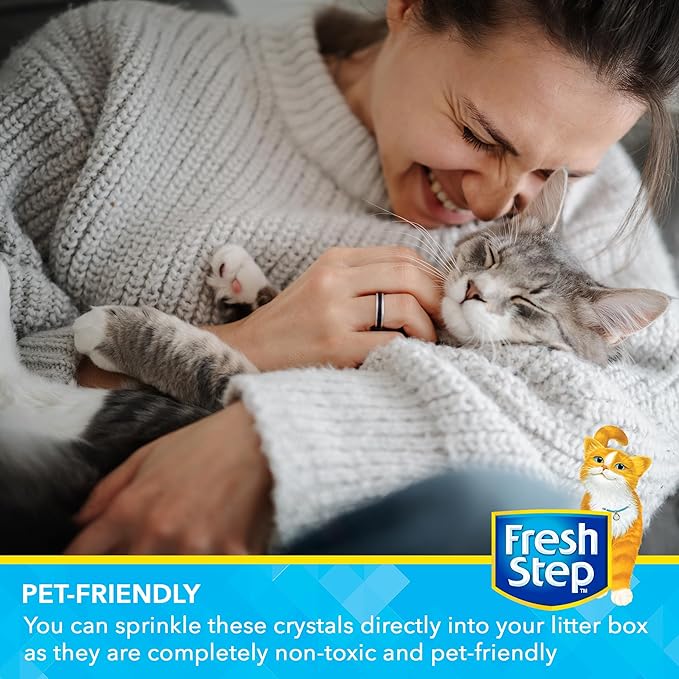 Fresh Step Cat Litter Crystals Deodorizer, Non Toxic Odor Neutralizing Crystals for Litter Boxes that Help Control Smells and Keep Home Areas Fresh, Sweet Blossom Scent, 15 Ounce