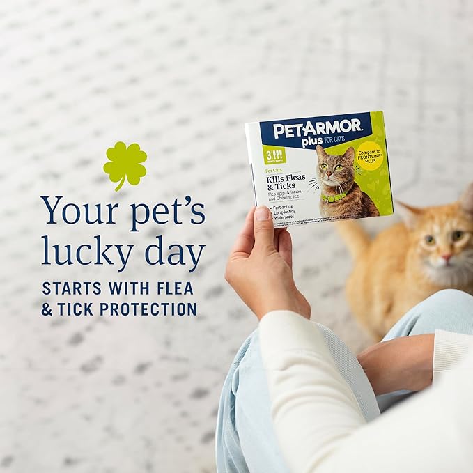 PetArmor Plus Flea and Tick Prevention for Cats over 1.5 lbs, Cat Flea and Tick Treatment, 6 Doses, Waterproof Topical, Fast Acting
