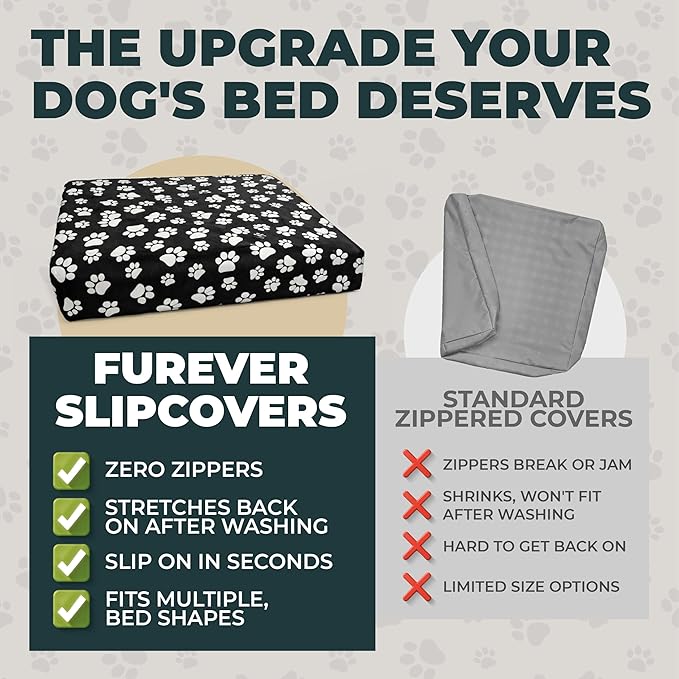 DUKE&LEFTY Furever Dog Bed Slipcover-Stretchy Soft Petbed Cover-Universal-Easy to Remove (Zipper Free)-Black-Medium