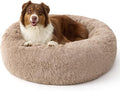 Bedsure Calming Dog Beds Large Sized Dog - 36in Donut Washable Large Pet Bed,Anti-Slip ＆Removable Cover,420GSM Round Anti-Anxiety Fluffy Plush Faux Fur Bed, Fits up to 80 lbs Pets,Plus Version