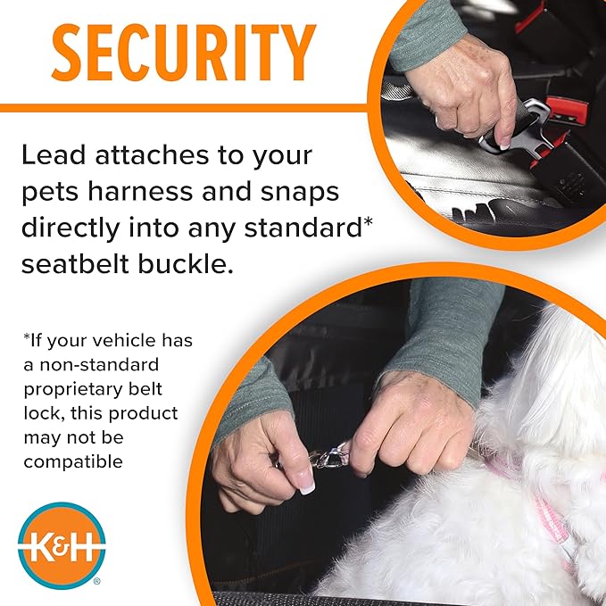 K&H Pet Products Buckle N Go Dog Car Seat for Medium Dogs, Waterproof Fabric, Breathable Mesh Sides, Adjustable Seat Belt Leash, Carseat for Small to Medium Pets, Car Seat Cover - 21 X 13 X 19in