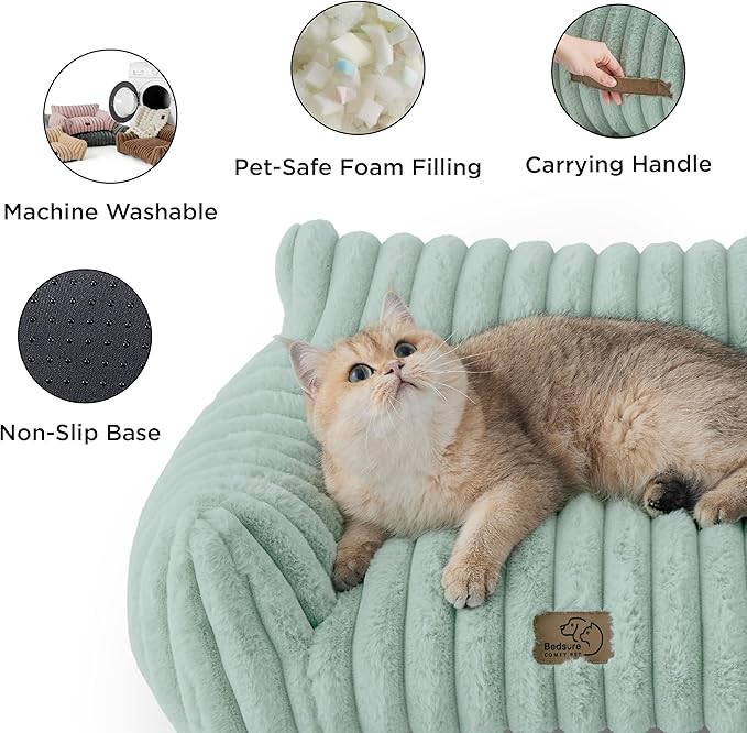 Bedsure ComfyFleece™ Cute Cat Couch for Pets - As Seen on TV on Good Day New York, Small Medium Dog Bed, Supportive Couch Bed for Small Dogs, 30 Inch, Garden Green