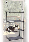K&H Pet Products EZ Mount Quad Stack Cat Window Perch for Large Cats, Sturdy Window Hammock Bed, Steel Frame, Sturdy Suction Cups, 4 Washable Shelf Covers, Foldable - Fits 27" W X 59" H Glass Spaces