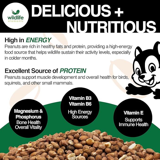 Peanut Party Unprocessed, Raw Shelled Peanuts Wildlife Animal Food, 25lb - Rich in Protein, Healthy Fats, and Essential Nutrients for Birds, Squirrels & Waterfowl