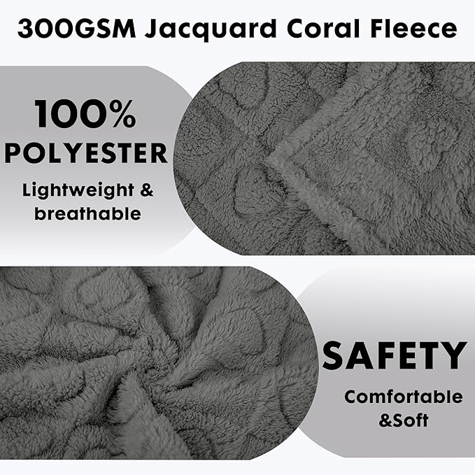 gogobunny Calming Plush Dog Cat Blanket 300GSM Coral Fleece, Ultra-Soft Machine Washable Pet Bedding for Small Medium Dogs Cats Puppies Kittens (Anthracite, 40x50)