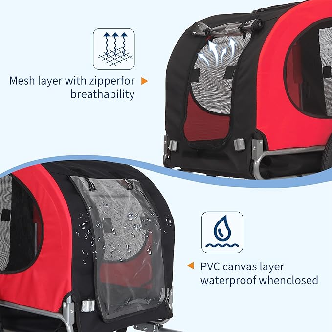 Dog Bike Trailer - Heavy-Duty 88 Lbs Capacity for Small to Large Dogs - Quick Release Wheels & Universal Coupler, Waterproof Oxford Cover
